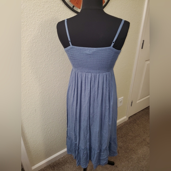 Small Blush Denim Blue Crochet Dress - Picture 2 of 3
